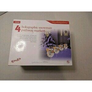 Noma Set Of 4 Snowman Christmas Pathway Markers Lights Holographic Winter